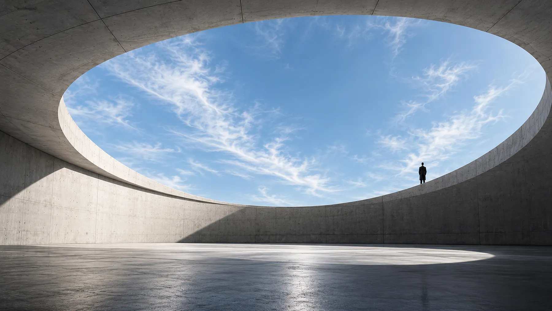 Linear concrete architecture with focused natural light