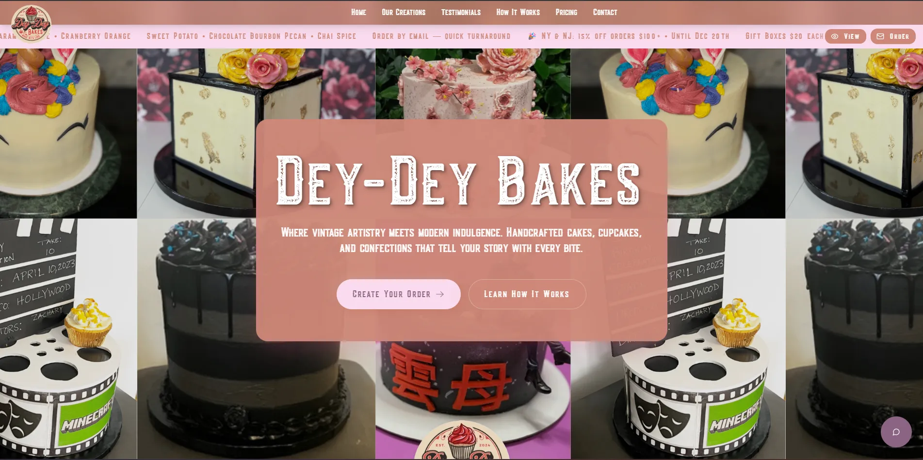 Dey Dey Bakes ordering website created by NICIOS