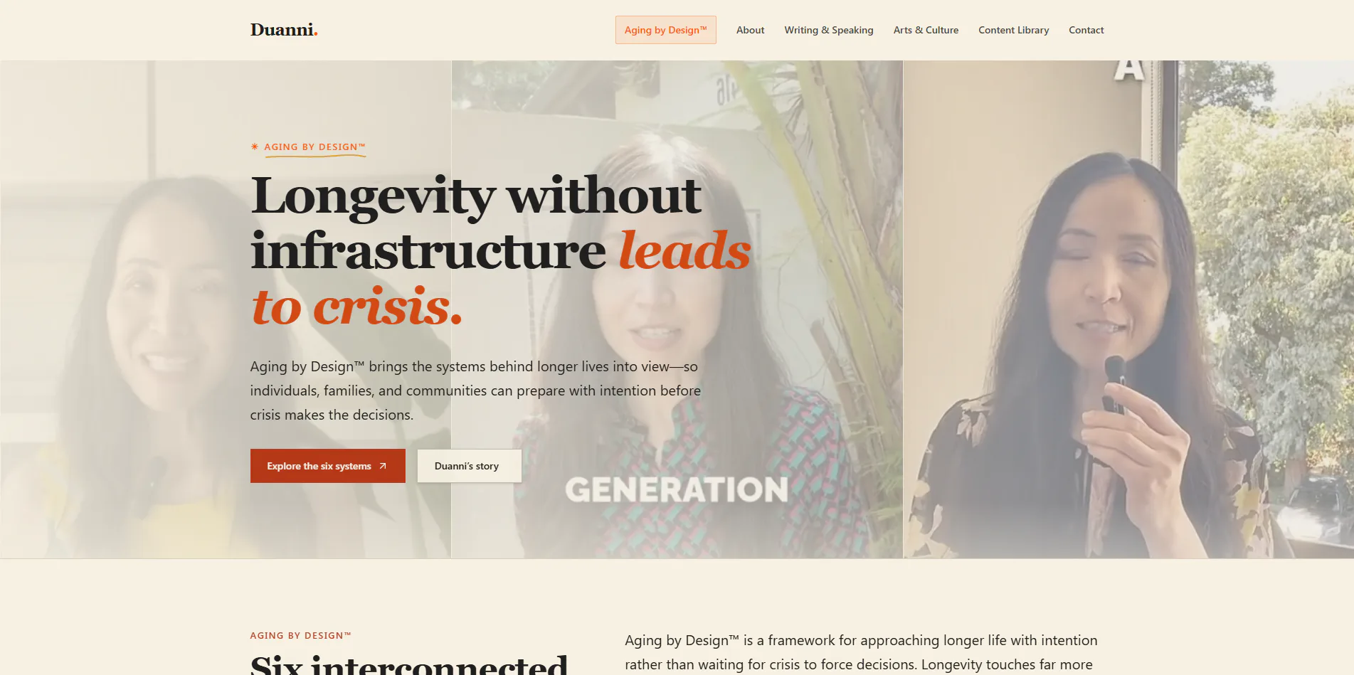 Duanni.org Aging by Design homepage created by NICIOS